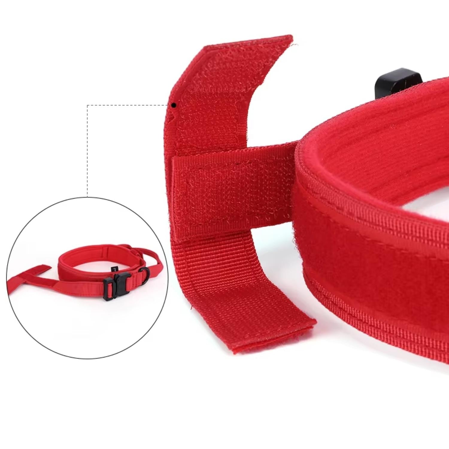 Tactische Hondenhalsband rode halsband met magische stickers